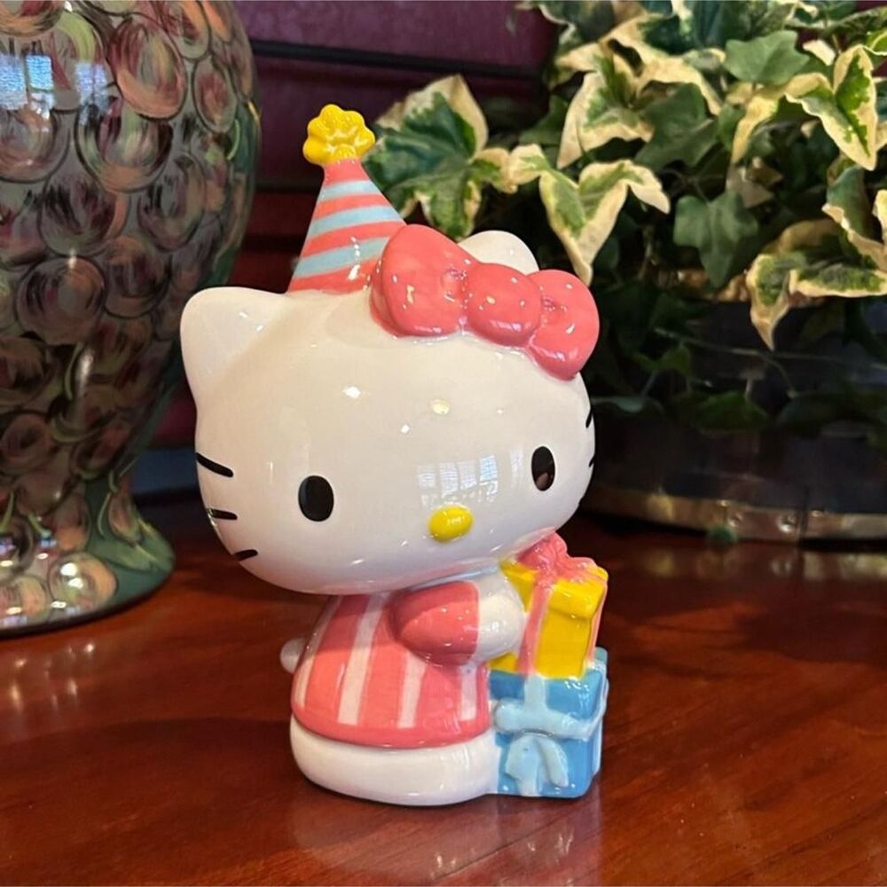 NWOT Blue Sky Clayworks - Ceramic Hello Kitty Birthday Figurine with Gift